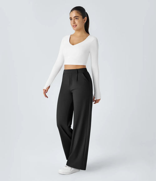 Pantalón de corte recto elástico y suave al tacto