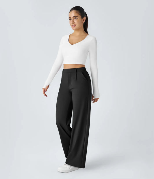 Pantalón de corte recto elástico y suave al tacto